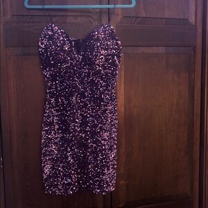 Crystal Doll Purple Sequin Mini Dress